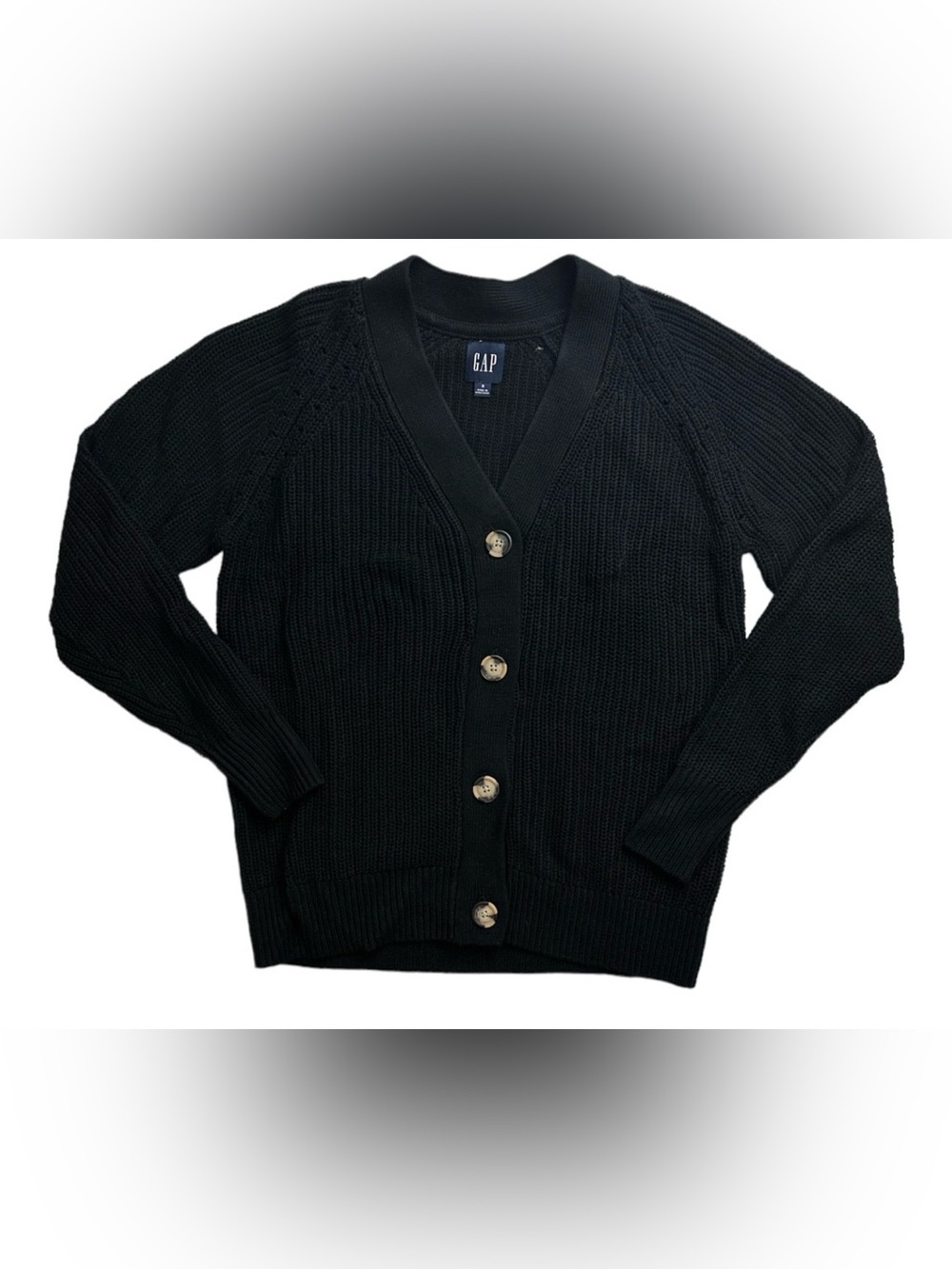 Gap Women's Soft Knit Button Front Relaxed Fit Cardigan in Black Size Small